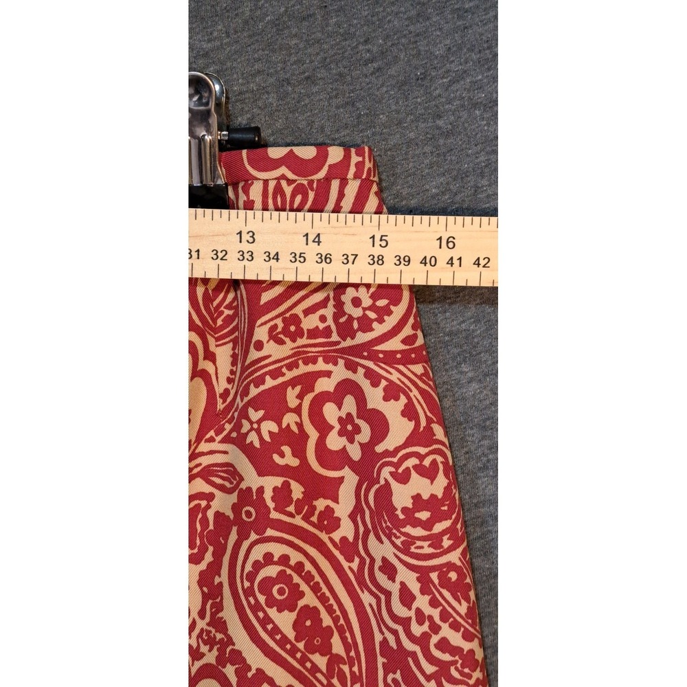 ANN TAYLOR Paisley Print Silk Wool Blend Knee Length Skirt Size 10 Red Beige - Picture 8 of 8